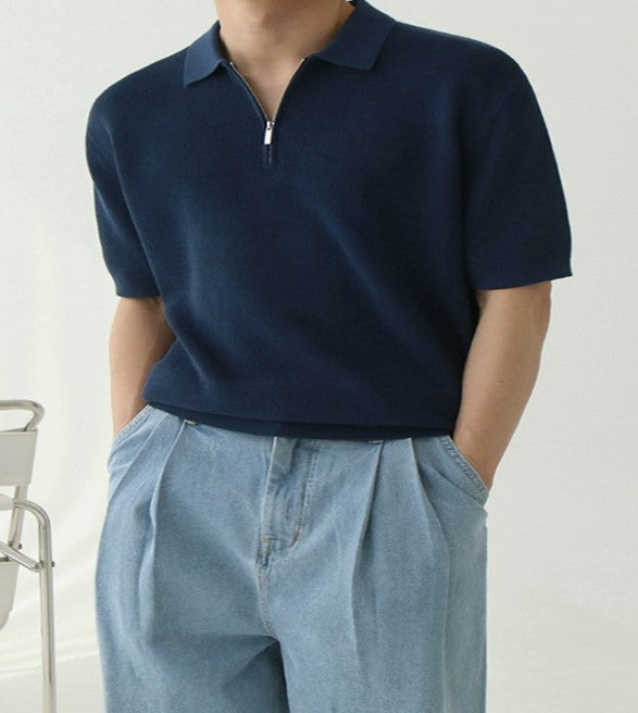 Men's Half Zip Polo Shirt