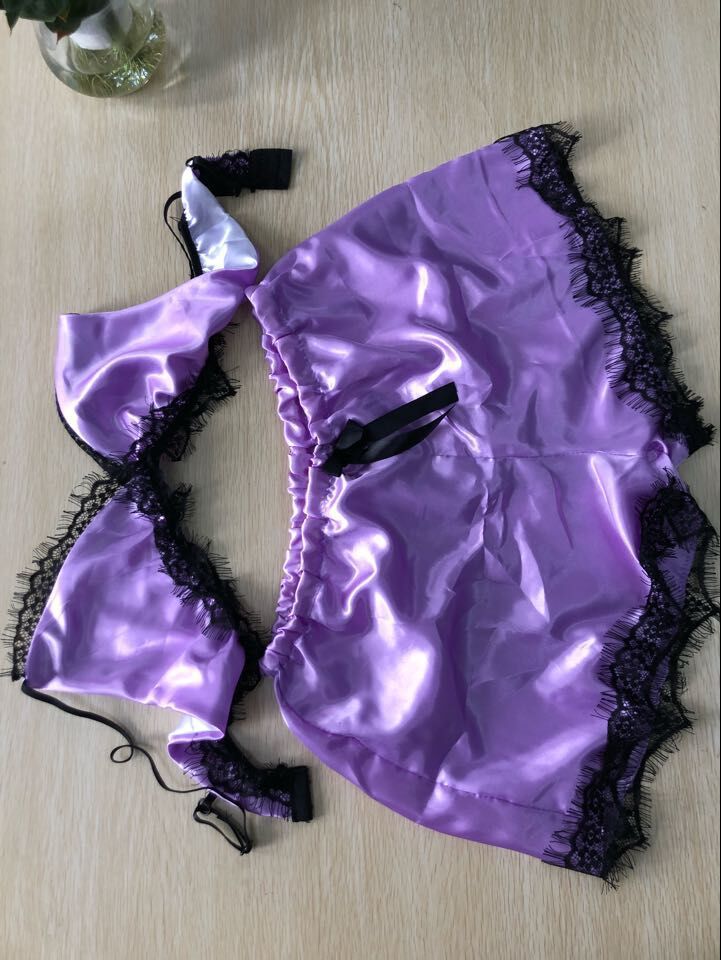 Women's Sexy Lace Lingerie Sleepwear Set Women's Lingerie Unbranded Lavender XXL