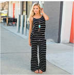 Women's Floral Jumpsuit, Loose Fit Long Pants, Strap Jumpsuit
