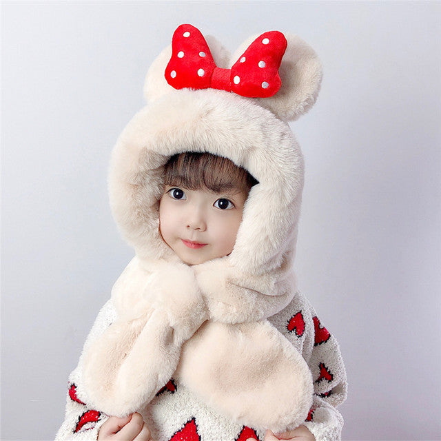 Children's Thick Warm Scarves And Hats With Cute Designs