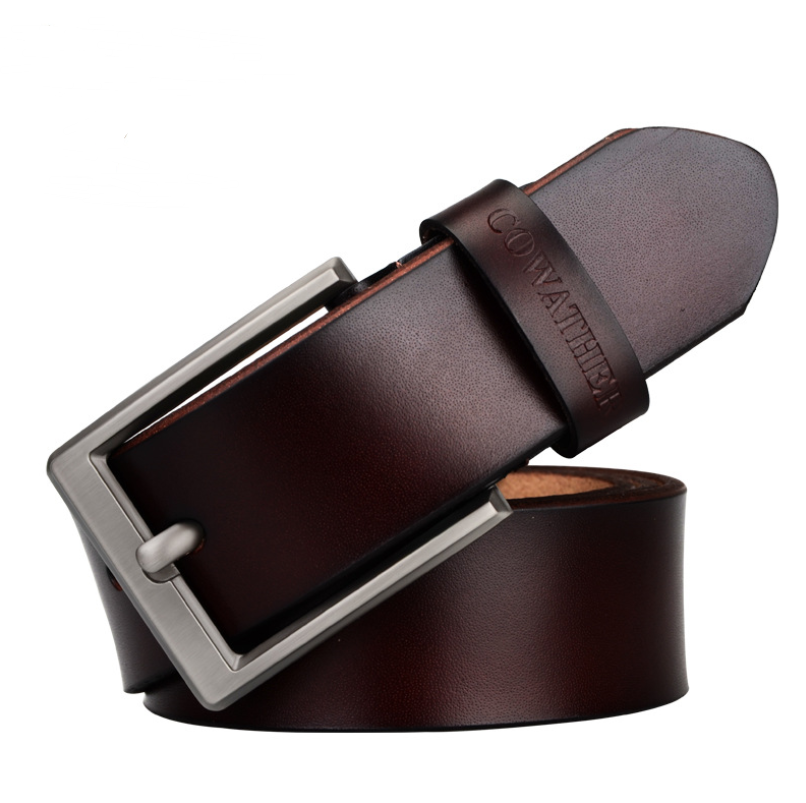 Men's Genuine Leather Belt with Pin Buckle
