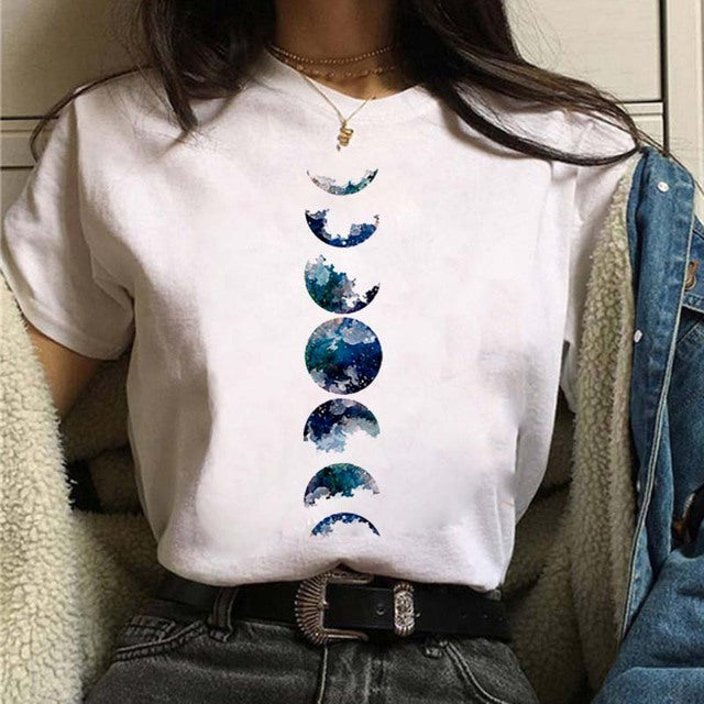 Women's Aesthetic Universe Planets Graphic T Shirt
