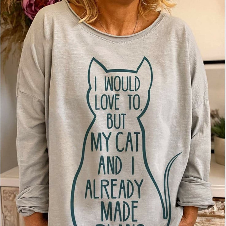 Women's Loose Dynamic Print T Shirt Sweater
