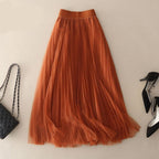 Women's Pleated Mesh Skirt
