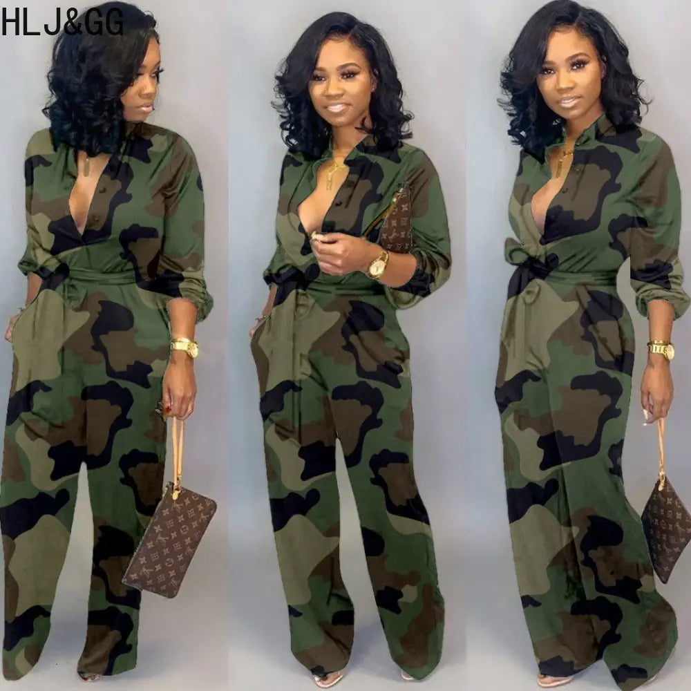 Women's Camouflage Pocket Cargo Jumpsuit Main image
