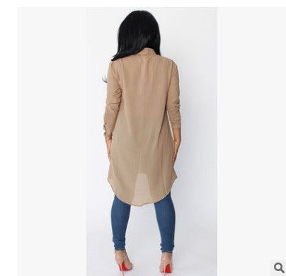 Women's Irregular Long Sleeve Chiffon Shirt
