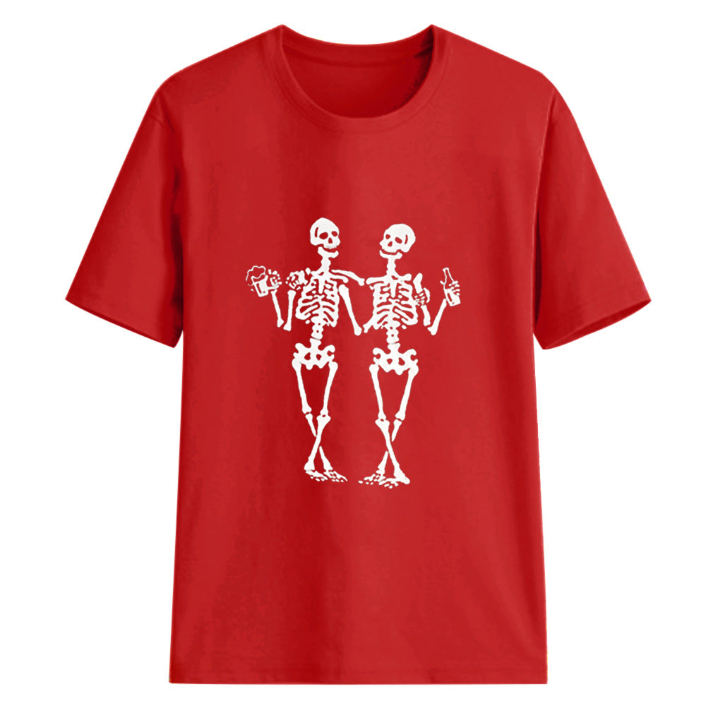 Women's Dancing Skull Beer Graphic T Shirt
