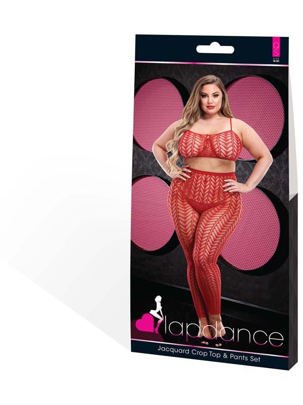 Jacquard Crop Top & Pants Set Red OSX ENV Lapdance Lingerie