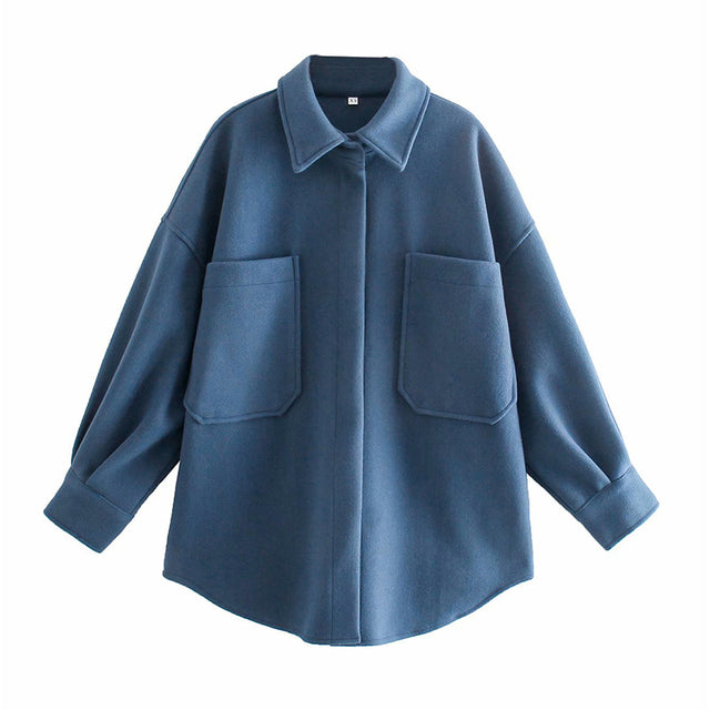 Women's Casual Camel Woolen Shirt