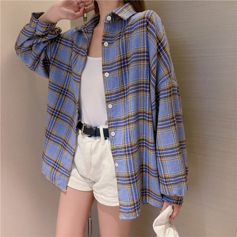 Women's Lightweight Long Sleeve Plaid Shirt Women's Shirt Unbranded