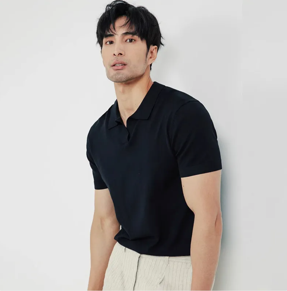 Men's Classic Knit Lapel Polo Shirt