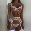 Women's Floral Embroidery Three Piece Lingerie Set Women's Lingerie Unbranded Pink S