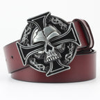 Men's Ghoulish Skull Leather Belt - Casual Style
