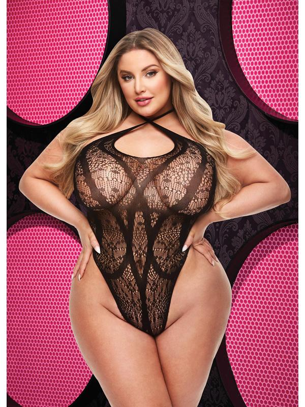 CRISS CROSS LACE TEDDY - BLACK - Q ENV Lapdance Lingerie Main image