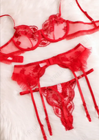 Women's Elegant Red Lace Lingerie Set