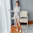 Women's Tweed Jacket & Pleated Shirt Set