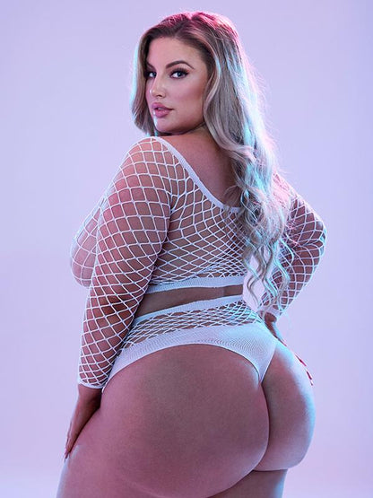 Lapdance 2pc Glow In The Dark Long Sleeve Crop Top and Panty Set Q Lapdance Lingerie