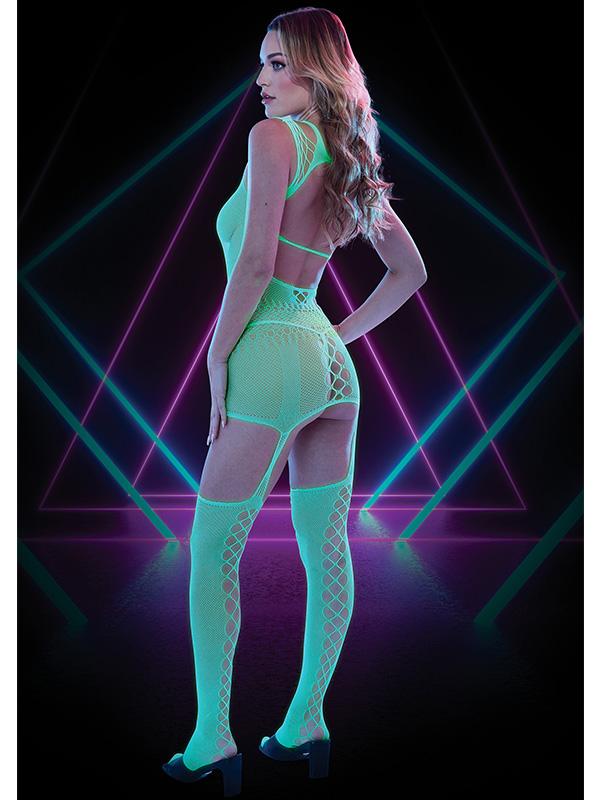Lapdance Glow In The Dark Fishnet Keyhole Bodystocking Lapdance Lingerie Main image