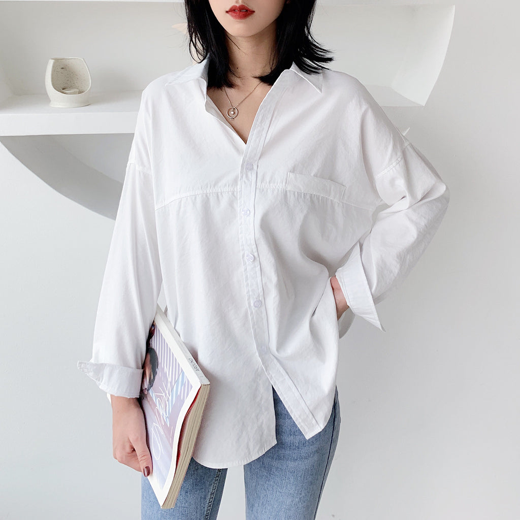 Women's Loose Plain Shirt Jacket