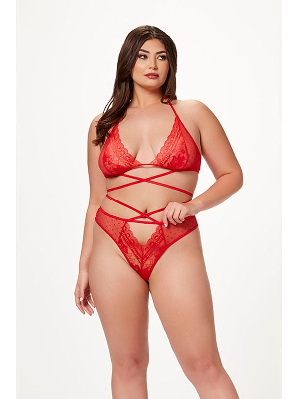 Seven Til Midnight Halter Bra & Criss Cross Panty Set One Size Queen 2 Piece Seven Til Midnight