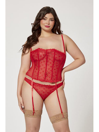 Two Piece Bustier And Panty Set 11570X RED 1X/2X (H) Seven Til Midnight