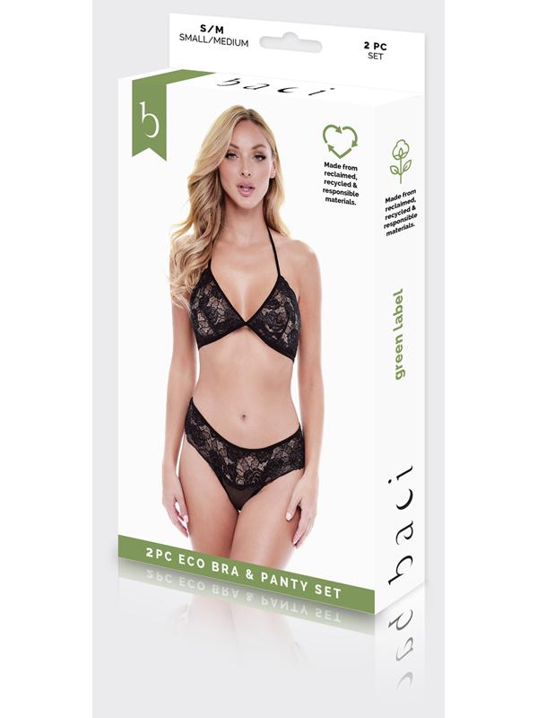 2Pc Eco Bra and Panty Set Black S/M Baci