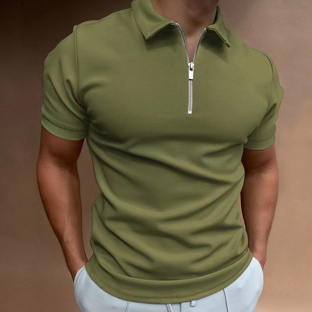 Men's Casual Fit Solid Color Short Sleeve Polo Shirt