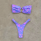 Women's Printed Pleated Bikini Women's Bikini Unbranded