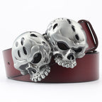 Men's Ghoulish Skull Leather Belt - Casual Style
