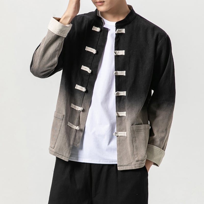Chinese Style Gradient Washed Vintage Jacket ILLUSION CO Black L