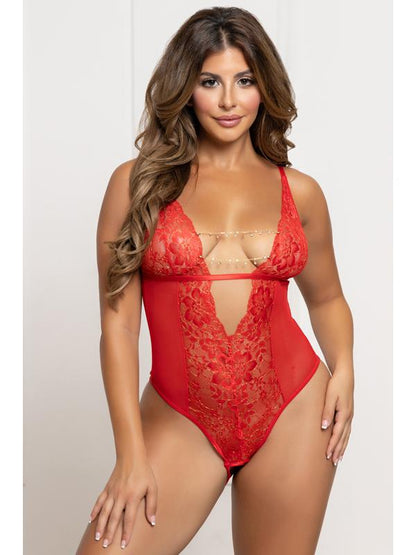 Mesh Teddy with Open Crotch STM-11797P-Red-O/S (P) Seven Til Midnight
