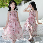 Girls' Bohemian Summer Dress - Floral Beach Maxi Dress
