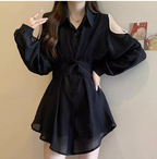 Women's Lapel Halter Shirt Dress