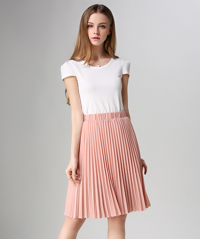 Women's Pleated Vintage High Waist Midi Skirt