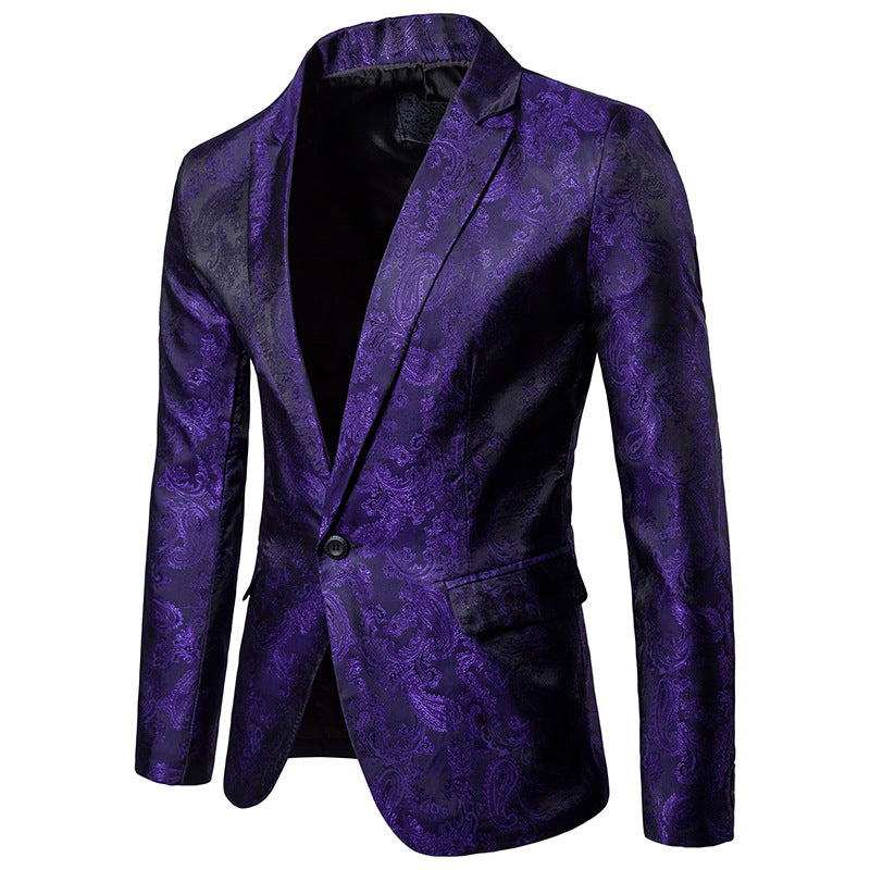 Men's Suit with Stylish One-Button Design and Fit ILLUSION CO Purple XL