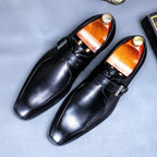 Men's Casual Leather Shoes with Buckle Set