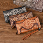 Chinese Style Embossed Women's Long Cowhide Wallet ILLUSION CO