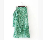 Women's Chiffon Printed Floral Ruffle Wrap Skirt