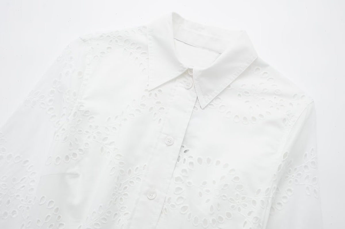 Women's Embroidered White Shirt Skirt Women's Dresses Unbranded