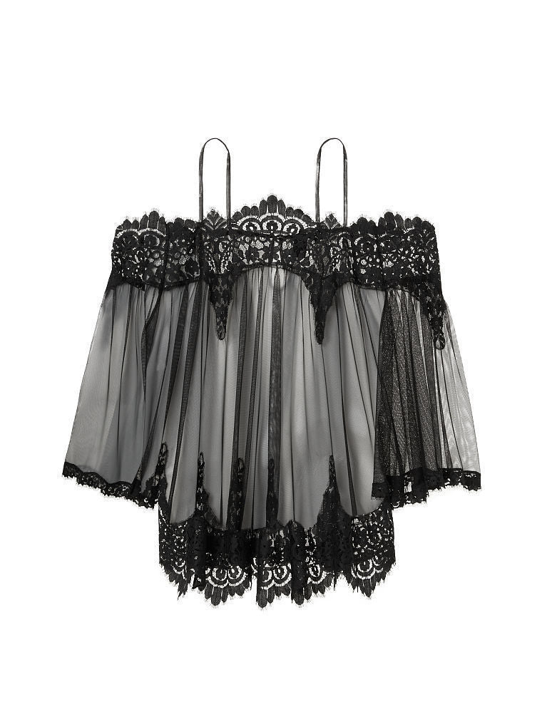 Women's Lace Off Shoulder Lingerie Set Women's Lingerie Unbranded Black XXL