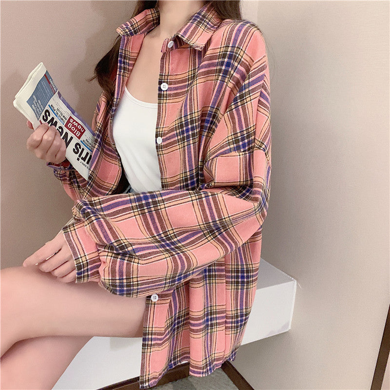 Women's Lightweight Long Sleeve Plaid Shirt Women's Shirt Unbranded