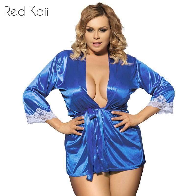 Women's Plus Size Lingerie With Japanese Kimono Design Women's Lingerie Unbranded Blue XL