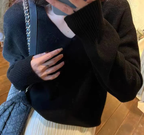 Korean Style Loose V-Neck Knit Sweater for Women