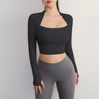 Women's Yoga Fitness Activewear Faux Two Piece Tops