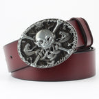 Men's Ghoulish Skull Leather Belt - Casual Style