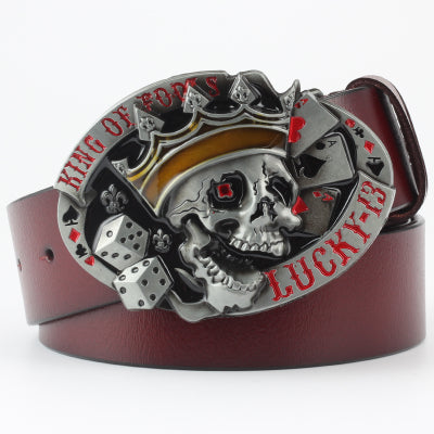 Men's Ghoulish Skull Leather Belt - Casual Style