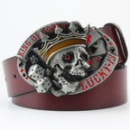 Men's Ghoulish Skull Leather Belt - Casual Style