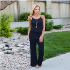 Women's Floral Jumpsuit, Loose Fit Long Pants, Strap Jumpsuit