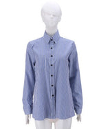 Women's Loose Striped Long Sleeve Shirt ILLUSION CO Blue M