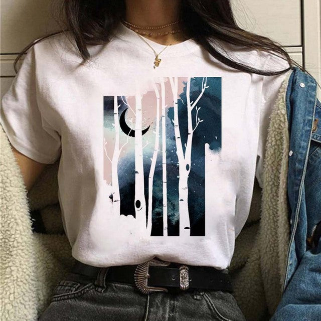 Women's Aesthetic Universe Planets Graphic T Shirt